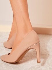 Friends Like These Nude Pink Wide FIt Mid Heel Metal Clip Court Shoes - Image 4 of 5