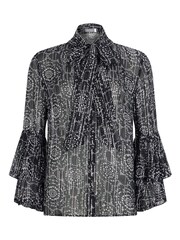 Mint Velvet Grey Metallic Print Blouse - Image 3 of 4