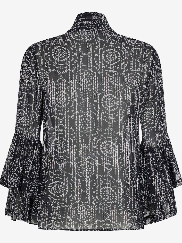 Mint Velvet Grey Metallic Print Blouse - Image 4 of 4 Mint Velvet Grey Metallic Print Blouse - Image 4 of 4