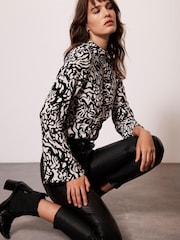 Mint Velvet Black Graphic Print Top - Image 2 of 6