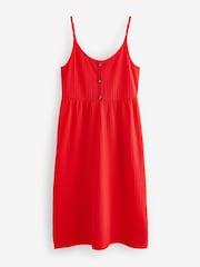 Red Button Down 100% Cotton Cami Summer Dress - Image 4 of 5