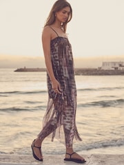 Black/Purple Mesh Strappy Dress - Image 1 of 7