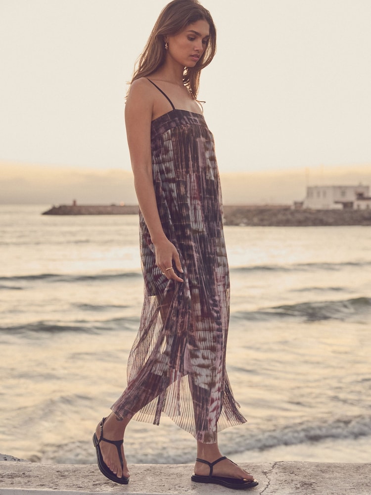 Black/Purple Mesh Strappy Dress - Image 1 of 7