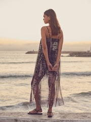 Black/Purple Mesh Strappy Dress - Image 3 of 7