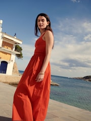 Red 100% Cotton Sleeveless Summer Dress - Image 2 of 7