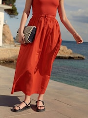 Red 100% Cotton Sleeveless Summer Dress - Image 5 of 7