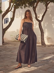 Black 100% Cotton Beaded Maxi Dress - Image 1 of 4