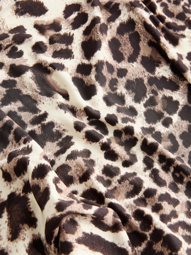Animal Print One Shoulder Jersey Midi Summer Dress - Image 6 of 6