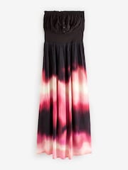 Black/Pink Tie Dye Bandeau Summer Dress - Image 6 of 7
