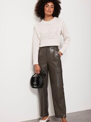 Mint Velvet Green Faux Leather Trousers - Image 1 of 4