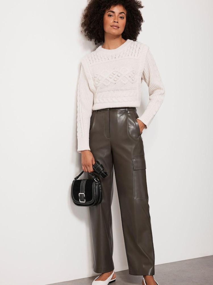 Mint Velvet Green Faux Leather Trousers - Image 1 of 4