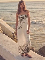 Animal Print Bandeau Maxi Summer Dress - Image 1 of 7