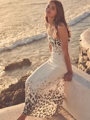 Animal Print Bandeau Maxi Summer Dress - Image 2 of 7