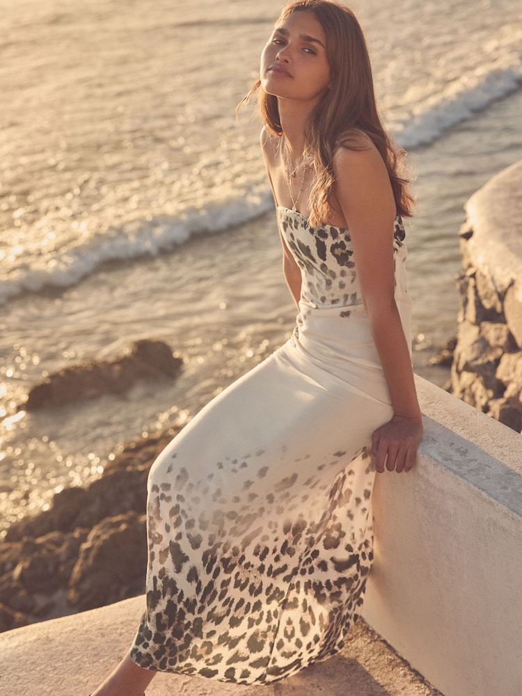Animal Print Bandeau Maxi Summer Dress - Image 2 of 7