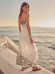 Animal Print Bandeau Maxi Summer Dress - Image 4 of 7