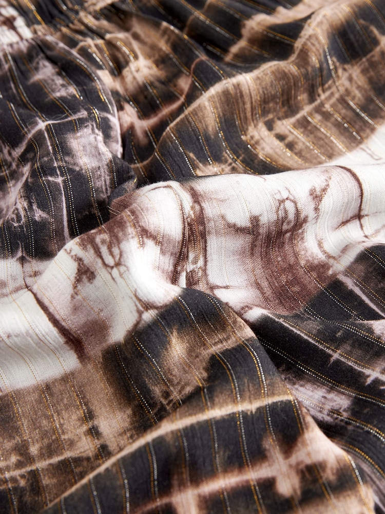 Brown Metallic Tie Dye Multiway Halter-Tie Bandeau Wide Leg Jumpsuit - Image 6 of 6