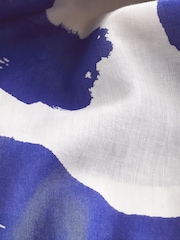 White/Blue 100% Cotton Kaftan Cover-Up - Image 6 of 6
