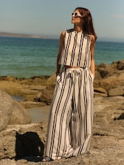 White/Black Stripe Sleeveless Shell Top - Image 6 of 8