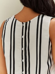 White/Black Stripe Sleeveless Shell Top - Image 8 of 8