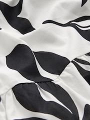 White/Black Floral Mini Tiered Summer 100% Cotton Dress - Image 7 of 7