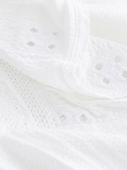 White 100% Cotton Embroidered Sleeve Mini Dress - Image 8 of 8