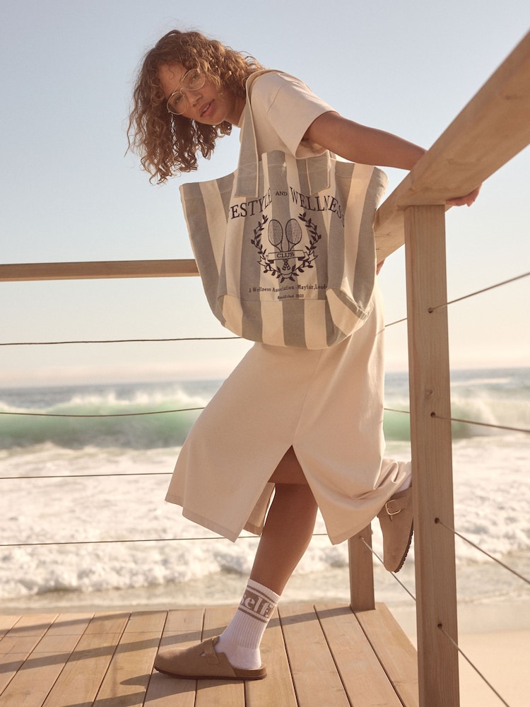 self. Ecru 100% Cotton T-Shirt Dress - Image 2 of 7