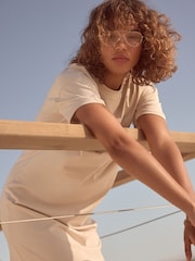 self. Ecru 100% Cotton T-Shirt Dress - Image 4 of 7