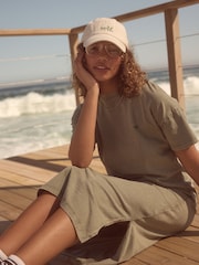 self. Khaki Green 100% Cotton T-Shirt Dress - Image 5 of 5