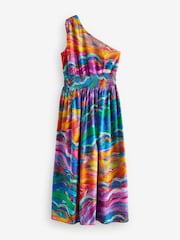 Blue/Pink One Shoulder Summer Dress - Image 1 of 8