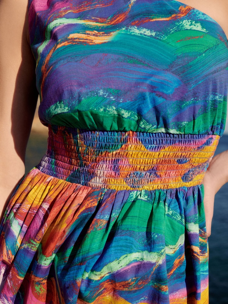 Blue/Pink One Shoulder Summer Dress - Image 8 of 8