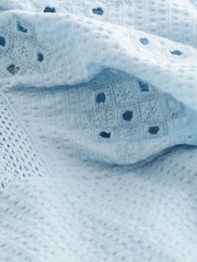 Blue 100% Cotton Embroidered Sleeve Mini Dress - Image 7 of 7