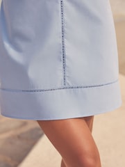 Blue 100% Cotton Embroidered Mini Summer Dress - Image 6 of 8