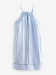 Blue 100% Cotton Embroidered Mini Summer Dress - Image 7 of 8