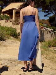 Blue 100% Cotton Jersey Summer Dress - Image 3 of 8