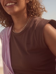 Chocolate Brown Self Ruched T-Shirt Mini Dress - Image 6 of 8