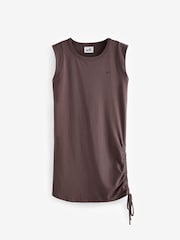 Chocolate Brown Self Ruched T-Shirt Mini Dress - Image 7 of 8