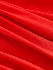 Red Ruffle Strap Wide Leg 100% Cotton Jumpsuit - Image 7 of 7
