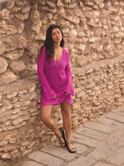 Pink 100% Cotton Crochet Cover-Up - Image 2 of 8