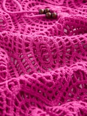 Pink 100% Cotton Crochet Cover-Up - Image 8 of 8