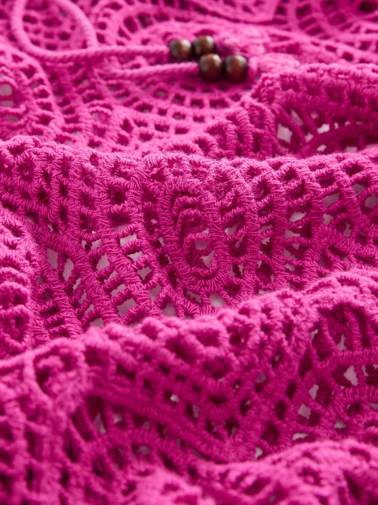 Pink 100% Cotton Crochet Cover-Up - Image 8 of 8