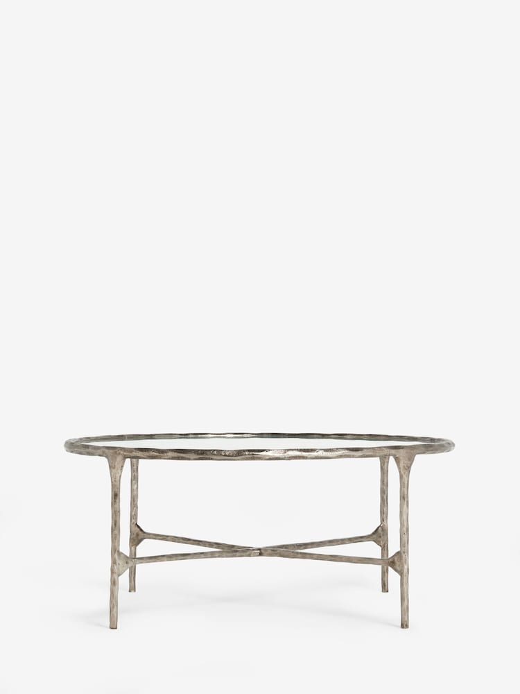 Pewter Grey Wrought Glass Top Coffee Table - Image 5 of 5
