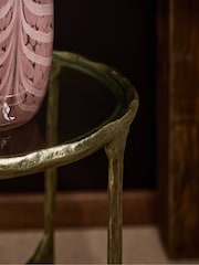 Pewter Grey Wrought Glass Top Side Table - Image 2 of 5