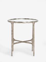Pewter Grey Wrought Glass Top Side Table - Image 4 of 5