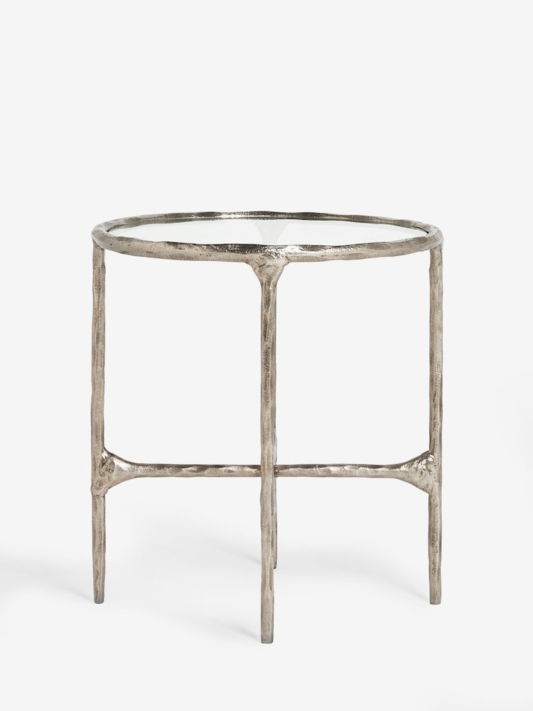 Pewter Grey Wrought Glass Top Side Table - Image 5 of 5