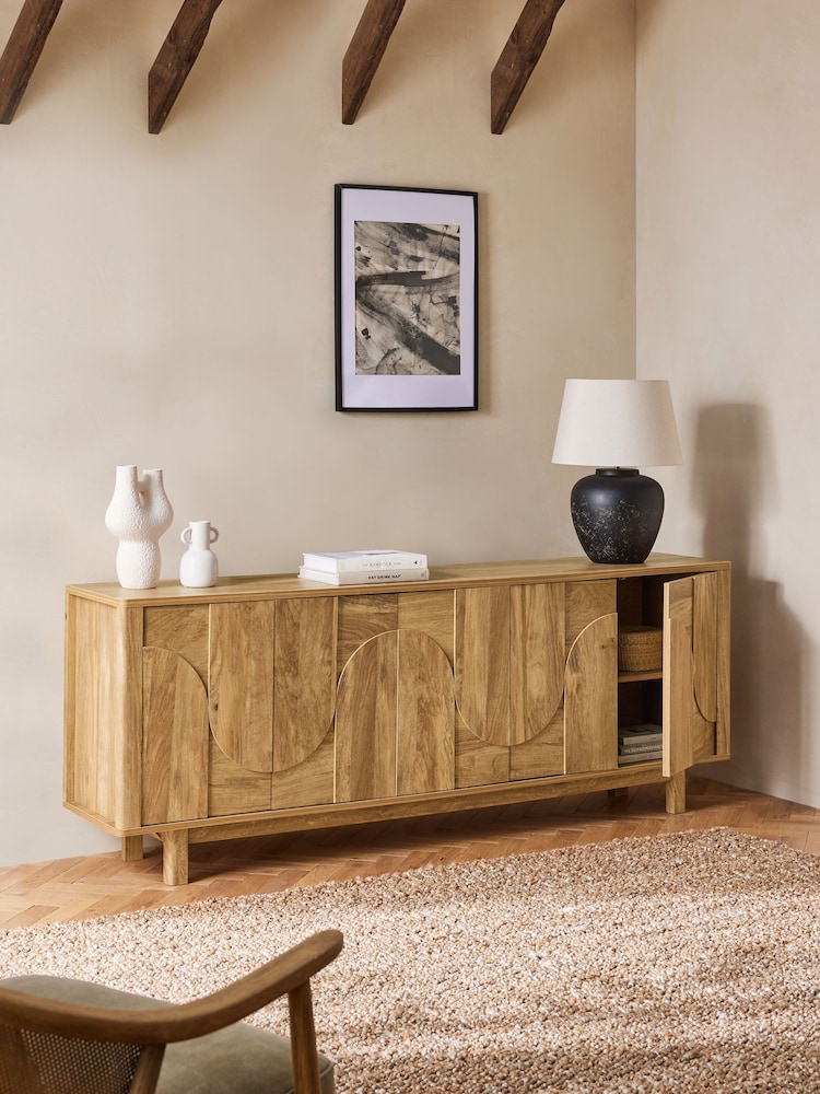 Natural Arches Mango Wood Effect Extra Large Sideboard - Image 2 of 10