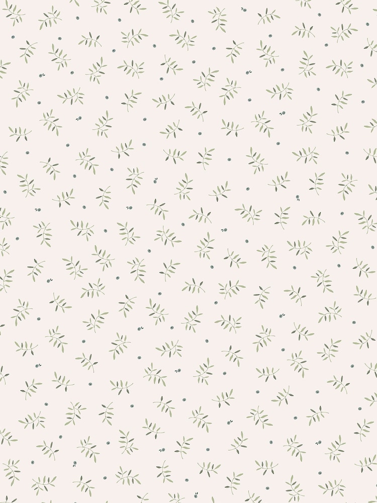 Little Dutch White Green Blueberry Leaves A4 Wallpaper Sample - Image 2 of 5