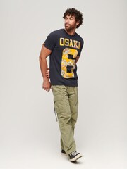 Superdry Blue 100% Cotton Osaka 6 Japanese Infill T-Shirt - Image 2 of 5