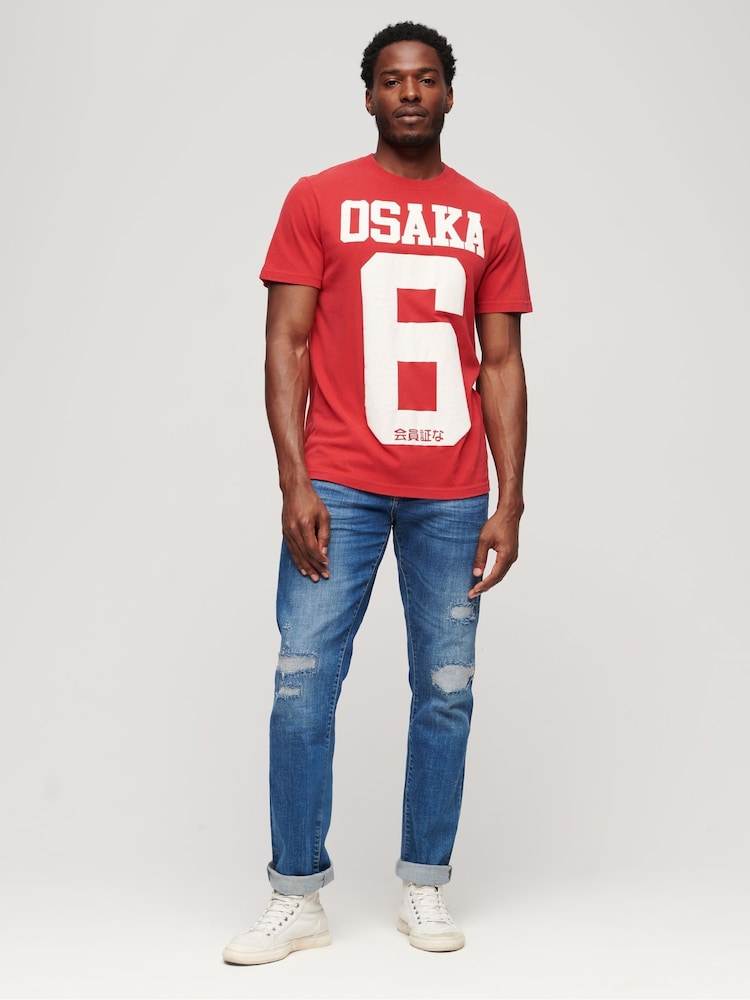Superdry White Red Osaka 6 Cracked Print 90s T-Shirt - Image 2 of 3