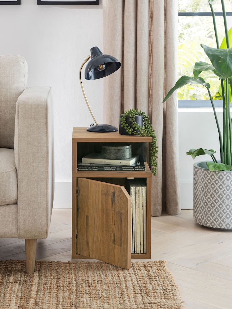 Dark Bronx Oak Effect Storage Side Table - Image 1 of 9