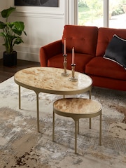 Gold Marble Nest of 2 Coffee Table - Image 1 of 8